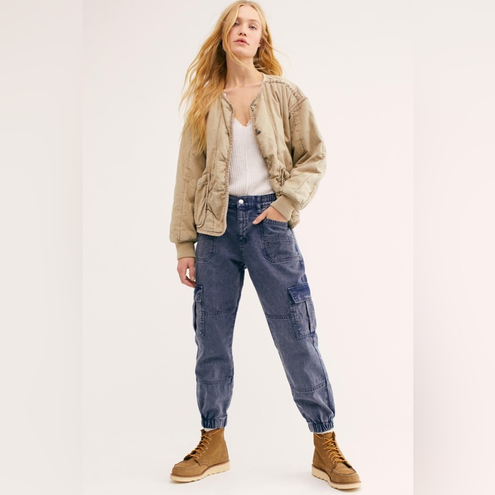 Free People Platoon Denim Pants in Blue size L